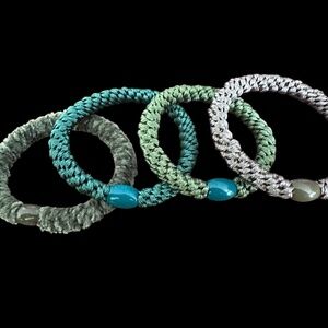 Authentic KKNEKKI Bundle of 4 Hair Elastics: original size in green shades!